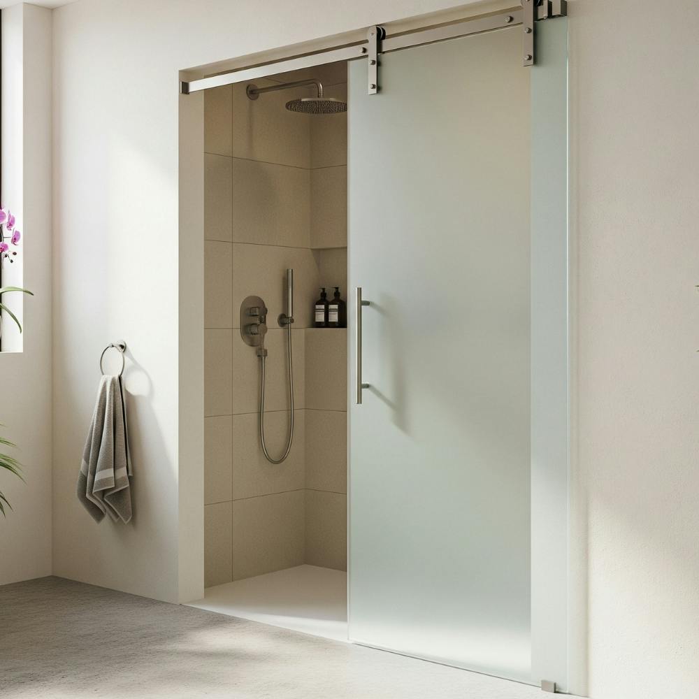 Barn Style Shower Doors | single barn style shower door 1.png?auto=compress%2Cformat&ixlib=php 3.3